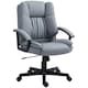 image 1 of HOMCOM Faux Leather Home Office Chair Mid Back Desk Chair with Arms Light Grey