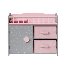 Teamson Kids Polka Dots Princess Baby Doll Crib with Cabinet and Cubby
