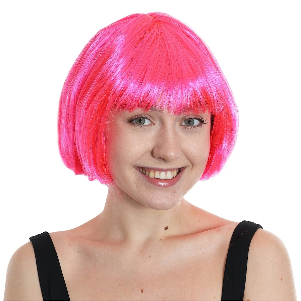 image 1 of Adults Hot Pink Bob Wig – Bright Fancy Dress Hairpiece for Parties & Costumes Pink | One Size