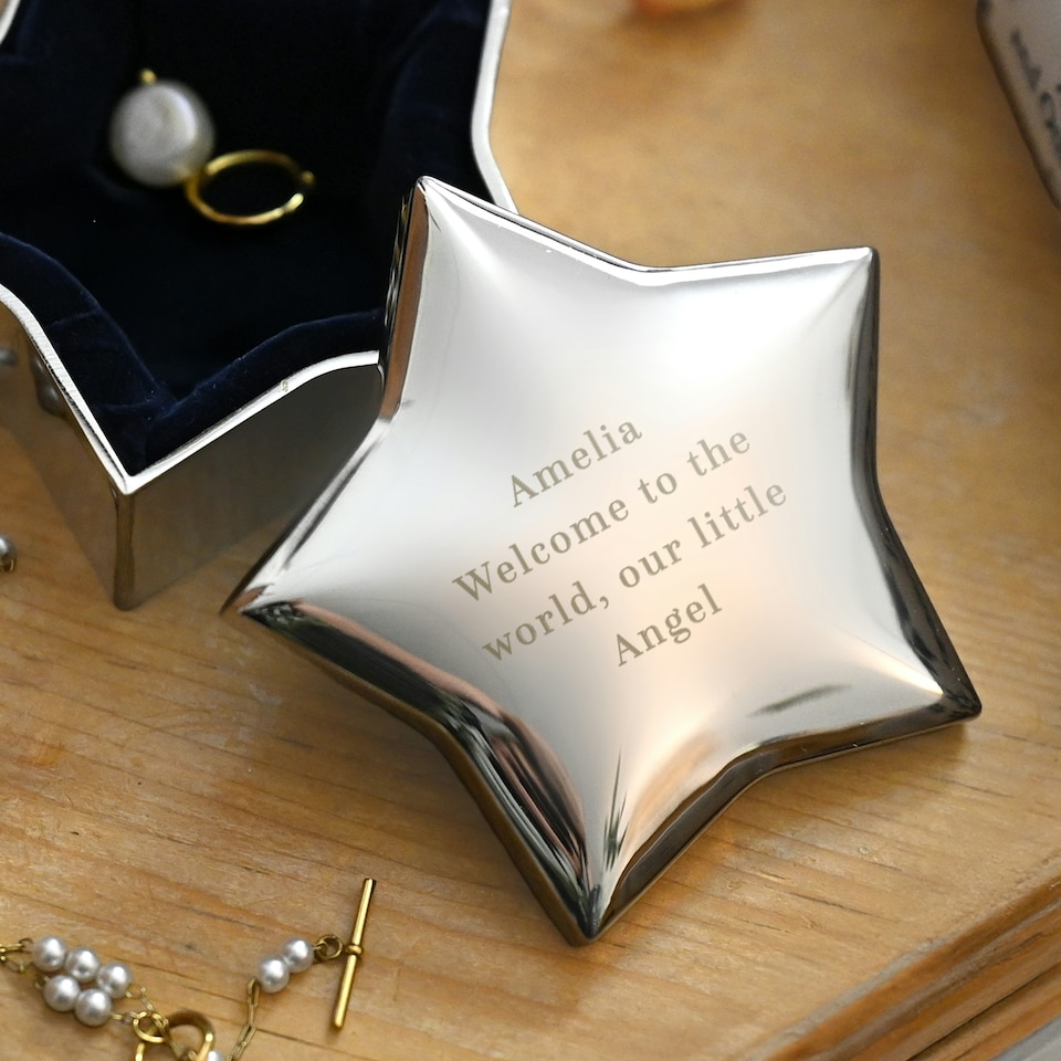 image 1 of Personalised Engraved Star Trinket Box