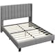 image 2 of Yaheetech 150 cm W × 200 cm L Upholstered Bed Frame with Wing Side Light Grey