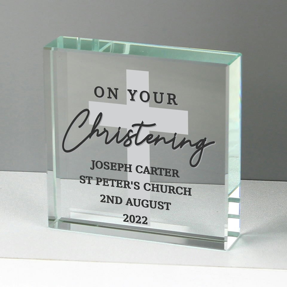 image 1 of Personalised On Your Christening Crystal Token Clear | One Size