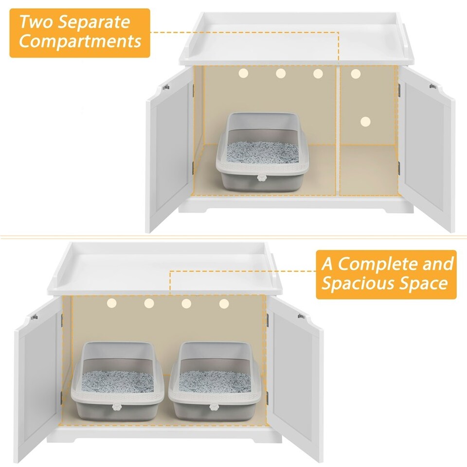 image 1 of Yaheetech Cat Decorative Litter Box White | One Size