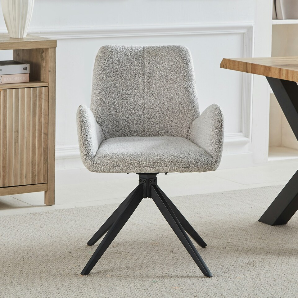 image 1 of Set of 2 Giarre Fabric Dining Chairs - Beige