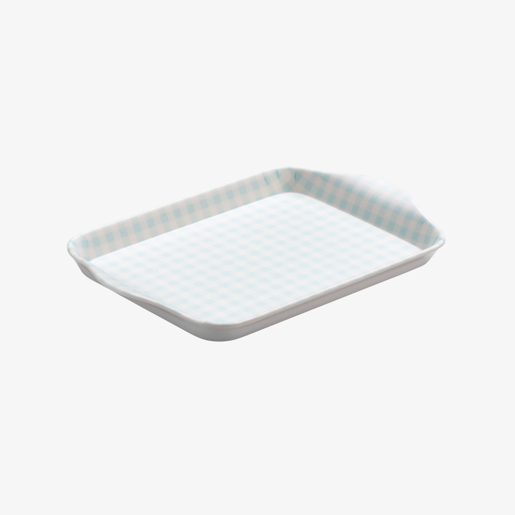 Zeal Melamine Mini Tray, Gingham Pattern, 18 x 14 cm, Duck Egg Blue
