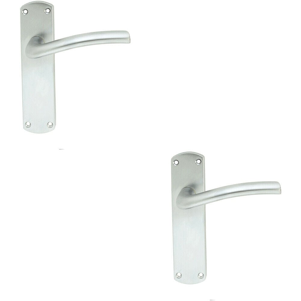 Loops 2x PAIR Rounded Curved Bar Handle on Latch Backplate 170 x 42mm Satin Chrome