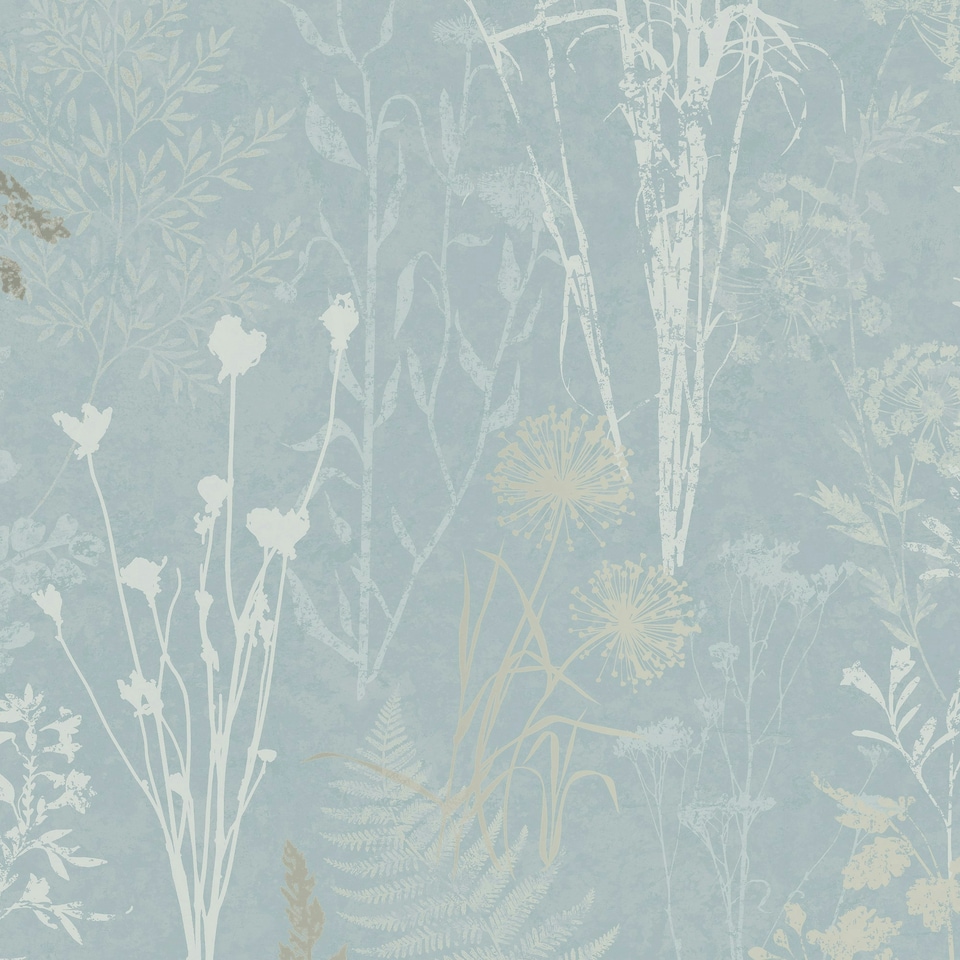 image 1 of Superfresco Easy Duck Egg Metallic Organics Floral Wallpaper Blue | Duck Egg