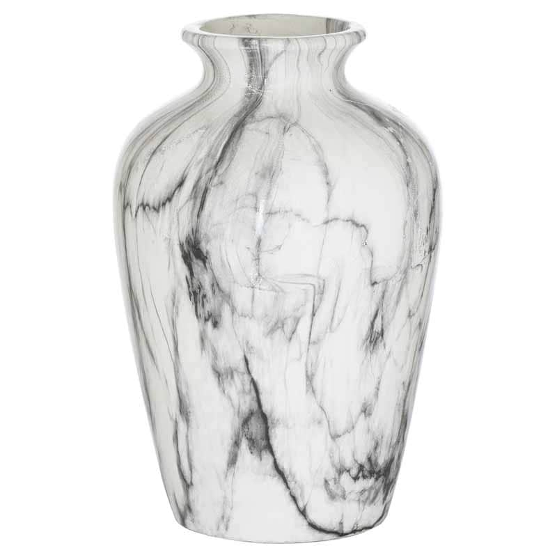 Marble Chours Vase - Ceramic - L22 x W22 x H33 cm - Grey/White White