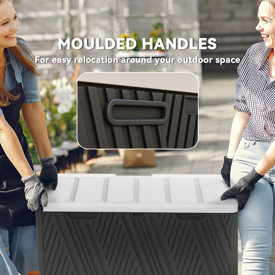 image 1 of Outsunny 380L Garden Storage Box Outdoor Storage Box Waterproof with Lockable Lid and Moulded Handles, Double-Layer HDPE Deck Box, 115 x 60 x 60 cm