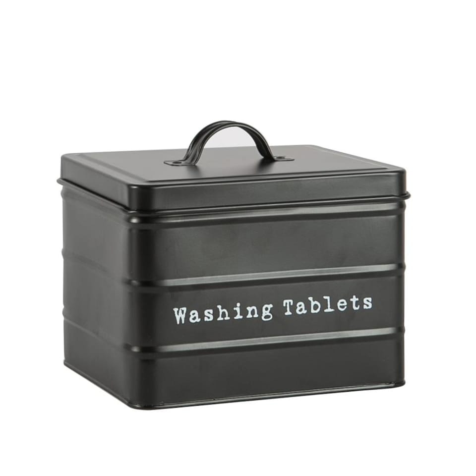 image 1 of Harbour Housewares Vintage Metal Washing Tablets Canister - Black | Black | Black | 1
