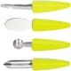 image 1 of CALITEK 4 Piece Fruit Tool Set Stainless Steel Blades Dishwasher Safe Yellow