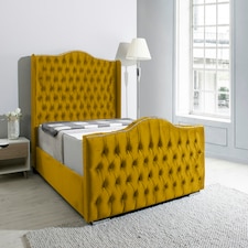 Saturn Wing Plush King Bed Frame - Mustard Gold