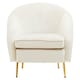 image 1 of Interiors by Premier Beige Velvet Armchair with Cushion, Plush Foam Seat With Gold Finish Metal Legs, Living Room Accent Chair