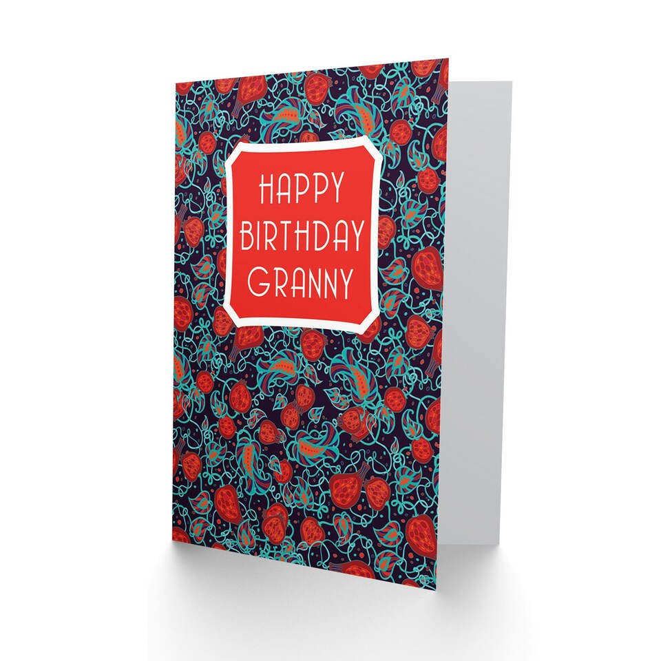 image 1 of Floral Fruit Pattern Granny Birthday Card