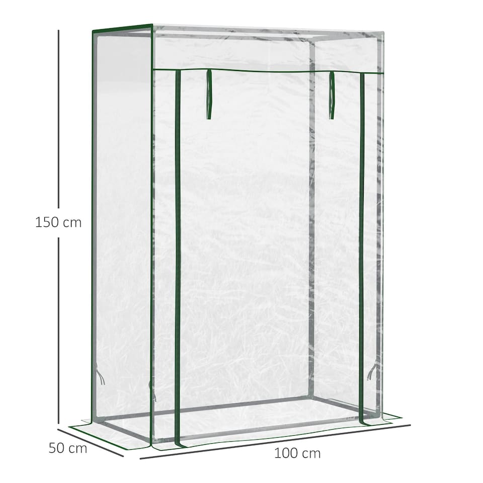 image 1 of Outsunny 100 x 50 x 150cm Greenhouse w/ Zipper Roll-up Door Outdoor