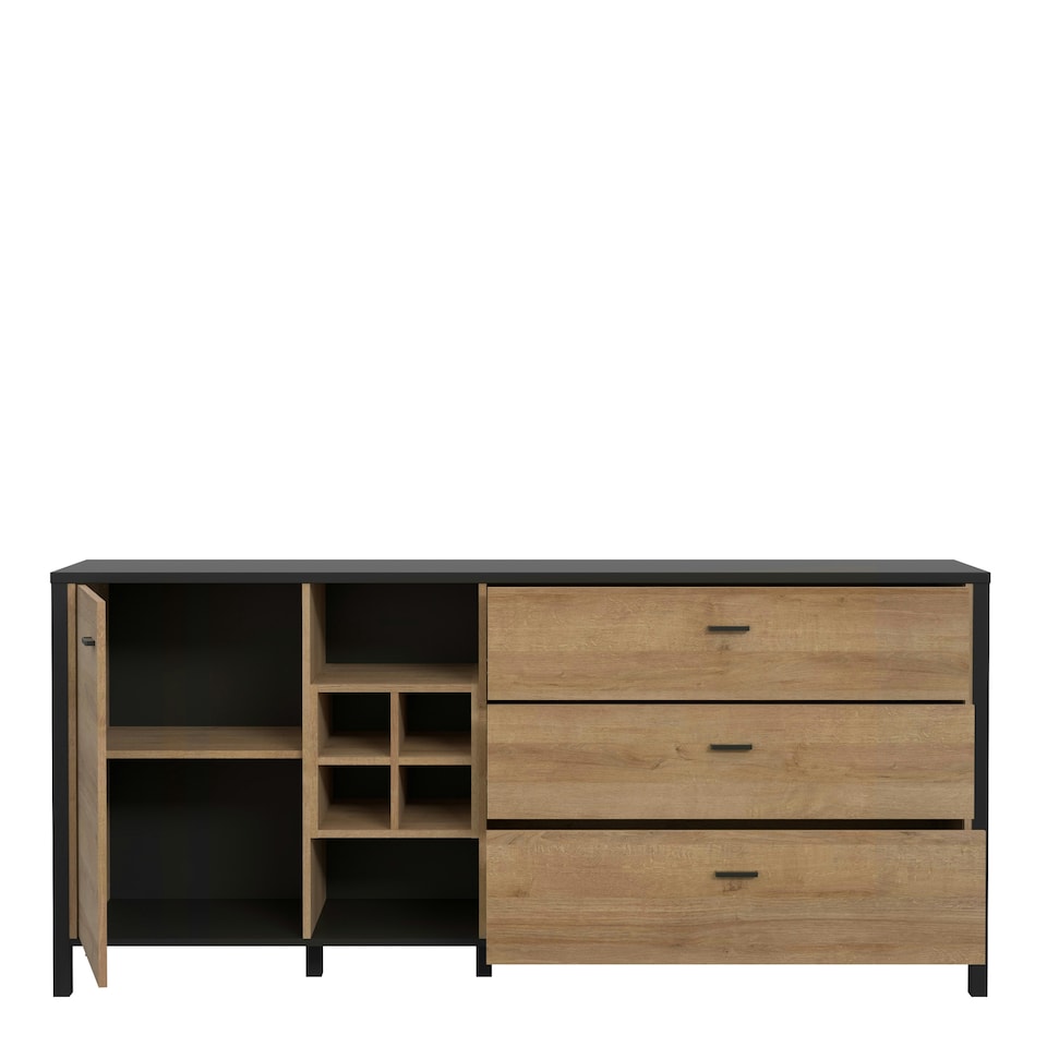 image 1 of High Rock (Large) Sideboard in Matt Black/Riviera Oak