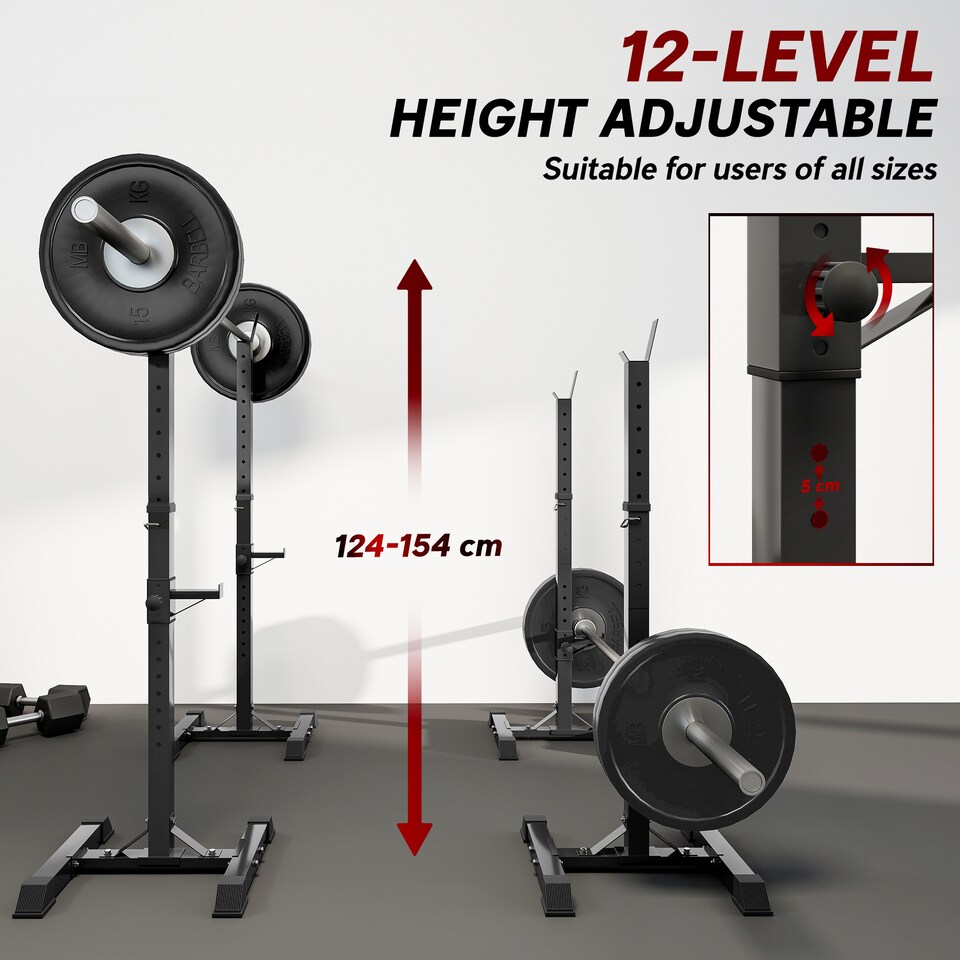 image 1 of HOMCOM Power Rack Weight Stand Bar Barbell Squat Stand Spotter, for Home Workout
