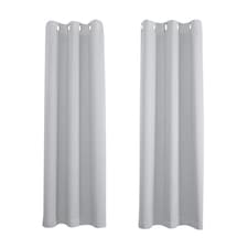 Grey Total Blackout Thermal Eyelet Curtains - 46 x 72 Inch Drop - 2 Panel Grey