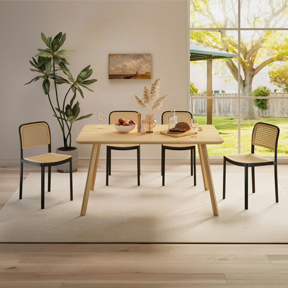 image 1 of VonHaus Brewer Set of 4 Plastic Rattan Dining Chairs