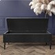 image 2 of 150cm Paris Plain Ottoman Storage Bench -Naples Shoes Bench with Black Turned Wooden Legs - Black Upholstery Storage Footstool
