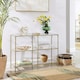 image 4 of 3-Tier Glass Sofa Console Table with Storage Shelves, Easy Assembly, Gold