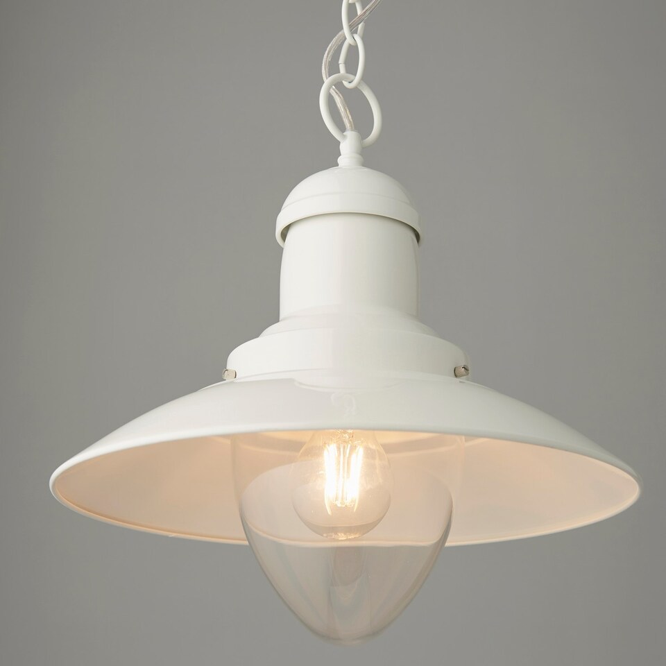 image 1 of Polperro Single Pendant Ceiling Lamp, Gloss Cream, Glass