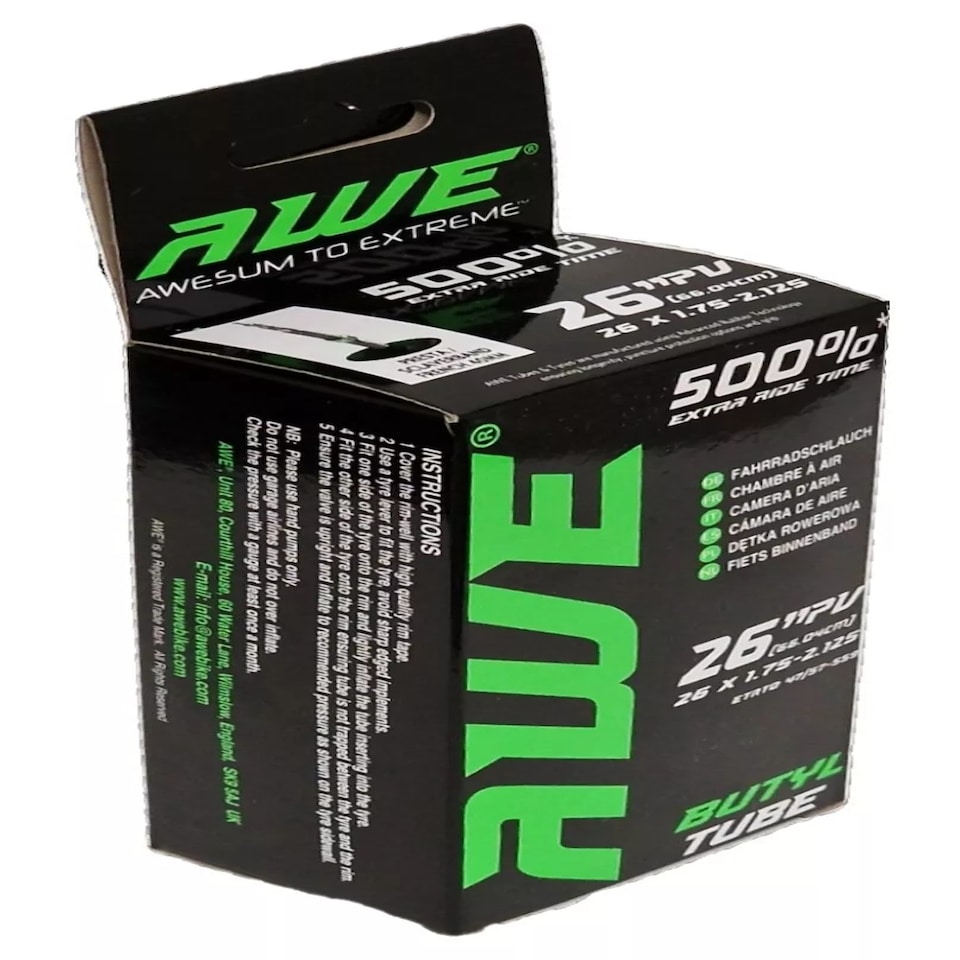 image 1 of AWE Butyl Rubber 26" MTB/Bike Inner Tube 26 x 1.75-2.125 Presta Valve