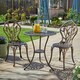 image 2 of Brown Bistro Set Outdoor Garden Patio Floral Table and 2 Chairs Aluminium Frame