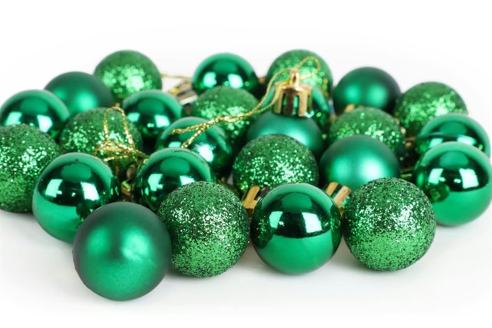 image 1 of 30mm/12Pcs Christmas Baubles Shatterproof Emerald Green,Tree Decorations