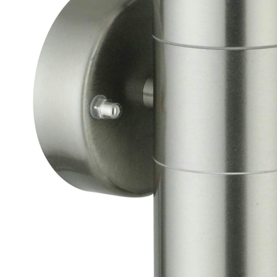 image 1 of First Choice Lighting Set of 2 Blaze Stainless Steel Outdoor Up Down Wall Lights Silver | Clear