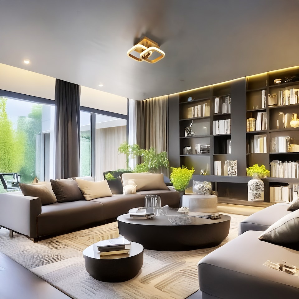 image 1 of Contemporary Compact Double Head 40w LED Ceiling Light Fitting in Brushed Gold | Gold