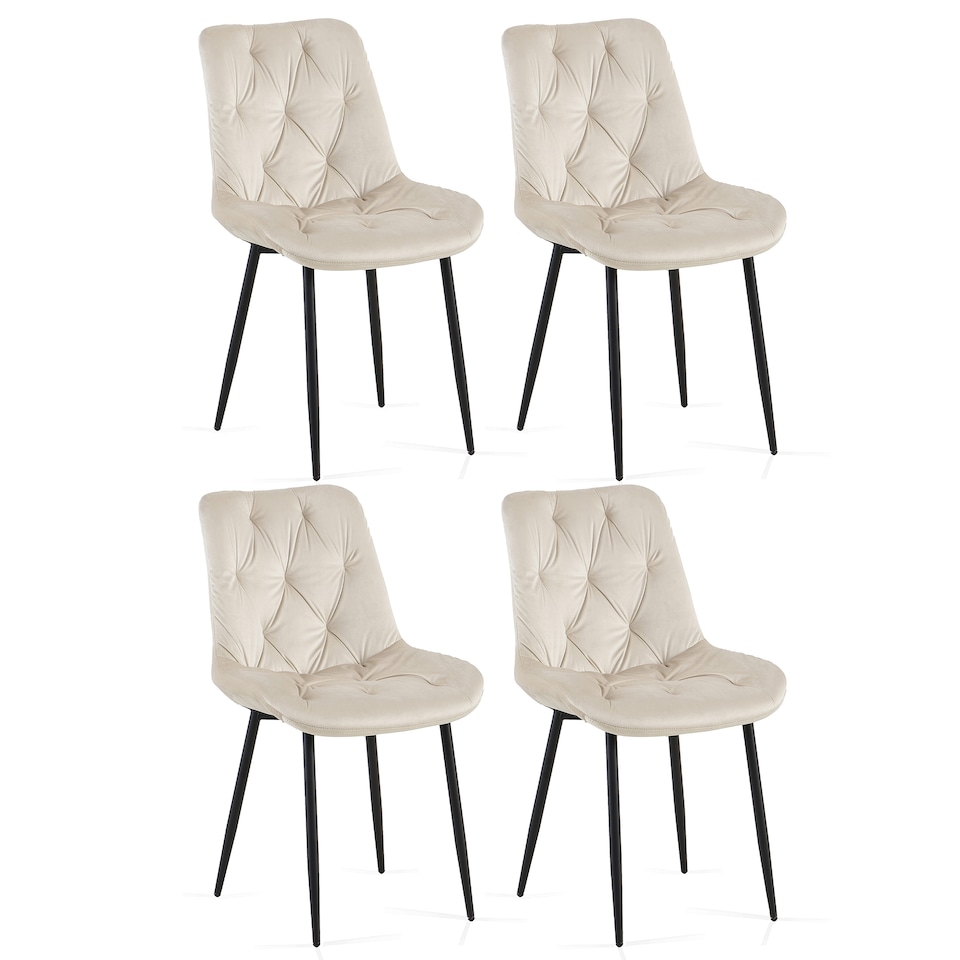 image 1 of SONARA Modern Set of 4 Velvet Dining Chairs with Ergonomic Upholstered Seat