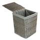 image 3 of Large Antique Wash Square Laundry Basket with Grey Sage Lining | Grey | Grey