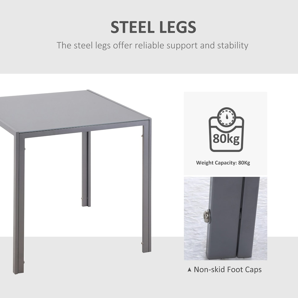 image 1 of HOMCOM Modern Square Dining Table with Tempered Glass Top Metal Legs for Kitchen