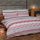 image 2 of Fairisle Reindeer Pure Cotton Bed Cover Sheet Set Red | Double