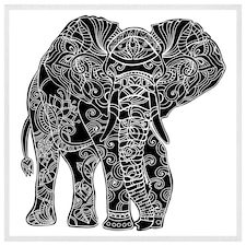 Elephant silhouette (Picture Frame) White | M