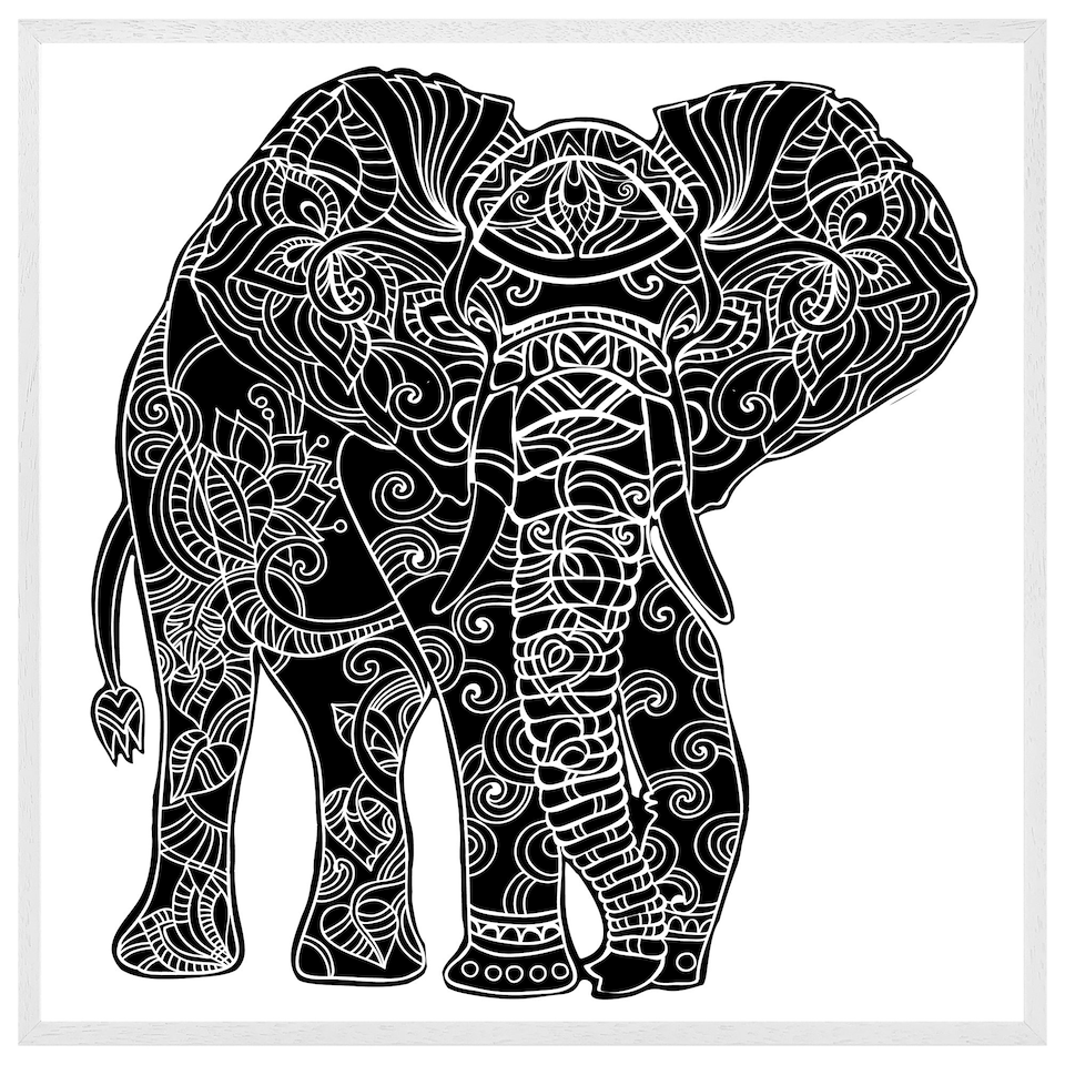 image 1 of Elephant silhouette (Picture Frame) White | M