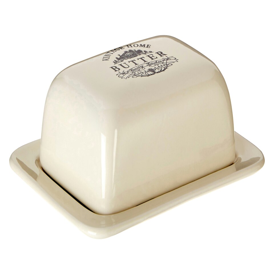 image 1 of Vintage Home Cream Butter Dish Cream