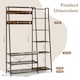image 2 of COSTWAY 5-in-1 Entryway Bench Industrial Coat Rack with 9 Hooks Brown | One Size