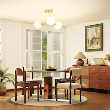 HOMCOM LED Ceiling Light with Globe Shades, Modern 3-Light Ceiling Light with G9 Sockets for Living Room, Bedroom, Dining Room, Bulbs Not Included, Gold Tone