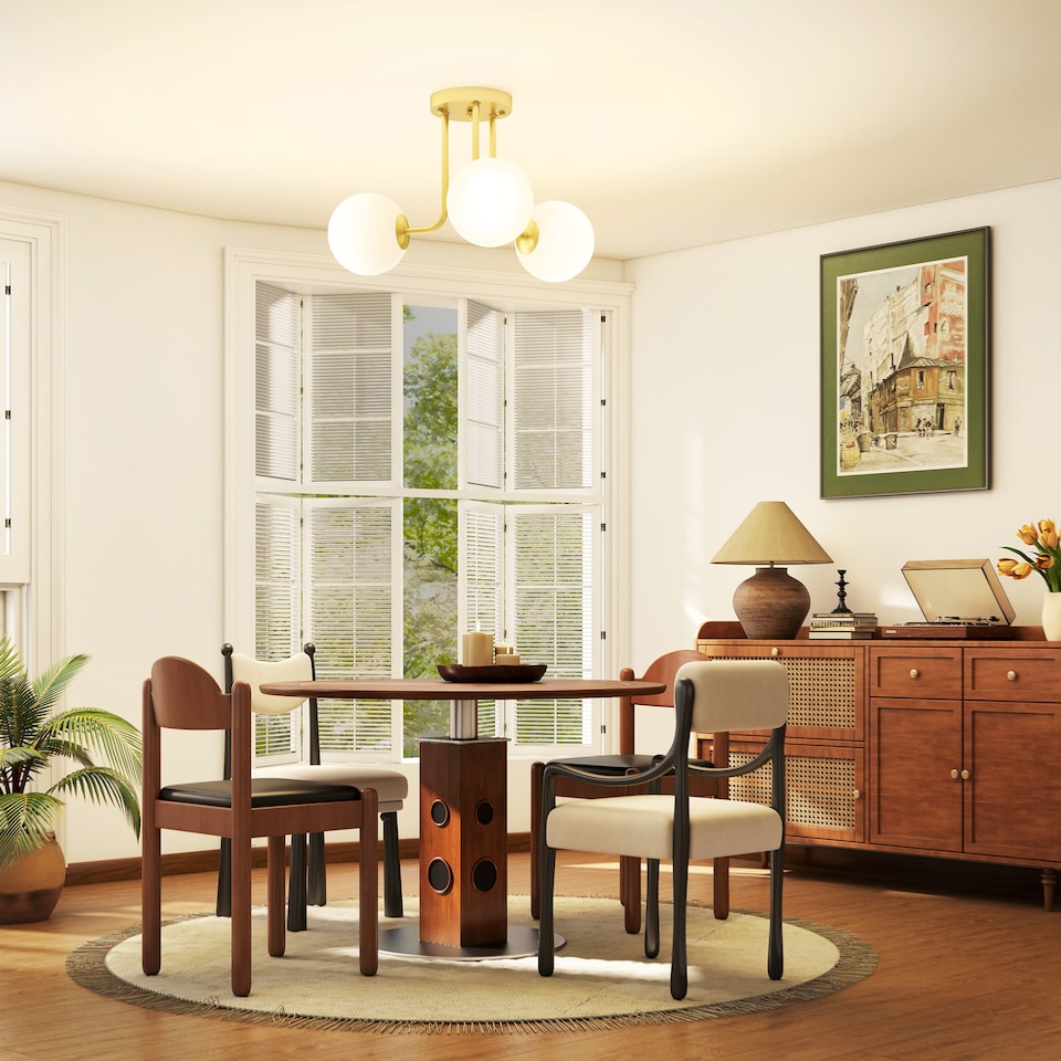 image 1 of HOMCOM LED Ceiling Light with Globe Shades, Modern 3-Light Ceiling Light with G9 Sockets for Living Room, Bedroom, Dining Room, Bulbs Not Included, Gold Tone