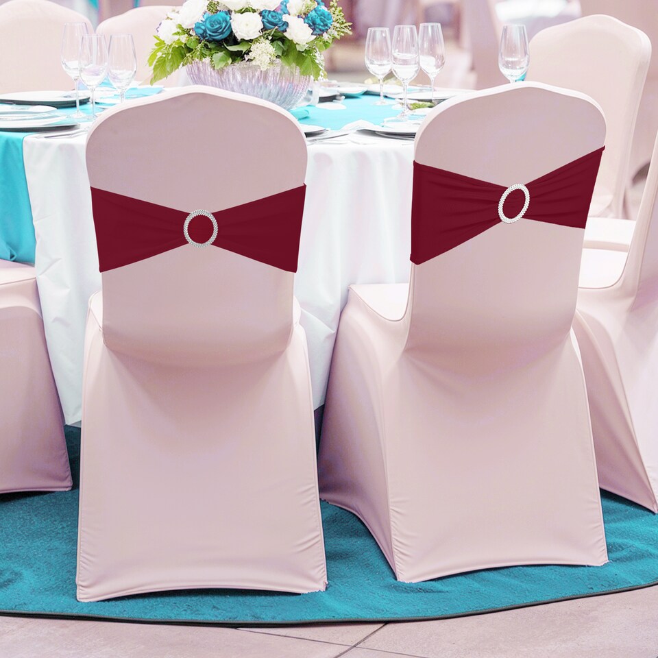 image 1 of 13"x5" Spandex Chair Bands with Slider Buckle, Elastic Chair Sash - 1pc