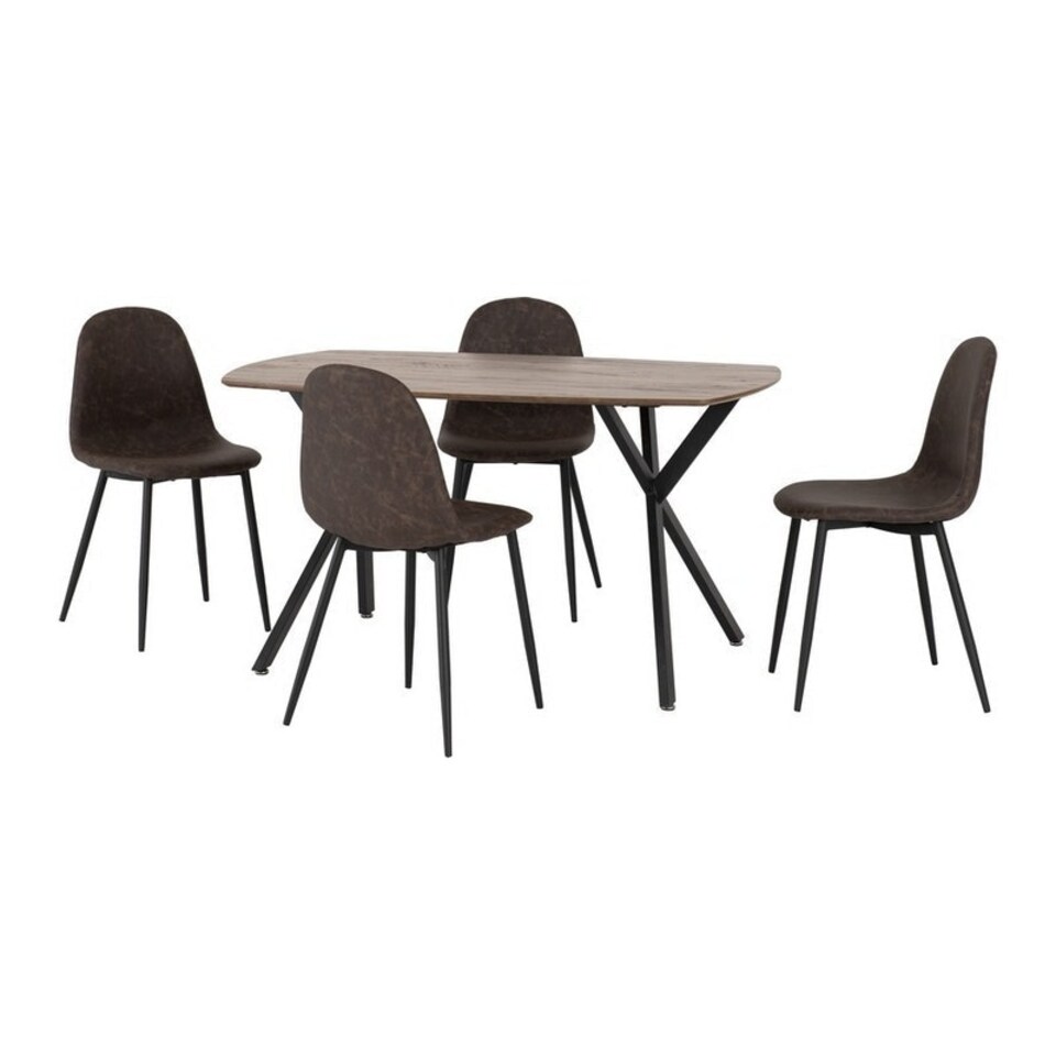 image 1 of Athens Rectangular Dining Set - Medium Oak Effect/Black/Brown Faux Leather Multi