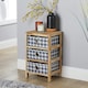 image 3 of Wooden Chest Of Storage Drawers Plaid Fabric Bedroom Organiser Coastal Style Brown | 4 Drawers
