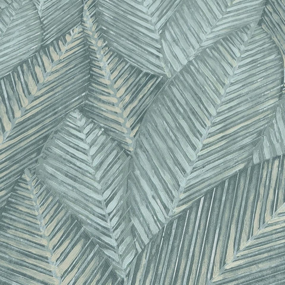 image 1 of Erismann Martinique Leaf Textured Vinyl Wallpaper - Sage - 10m x 53cm Green