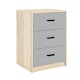 image 10 of Oak 3-Drawer Bedside Table Grey | Colour: Cool Grey