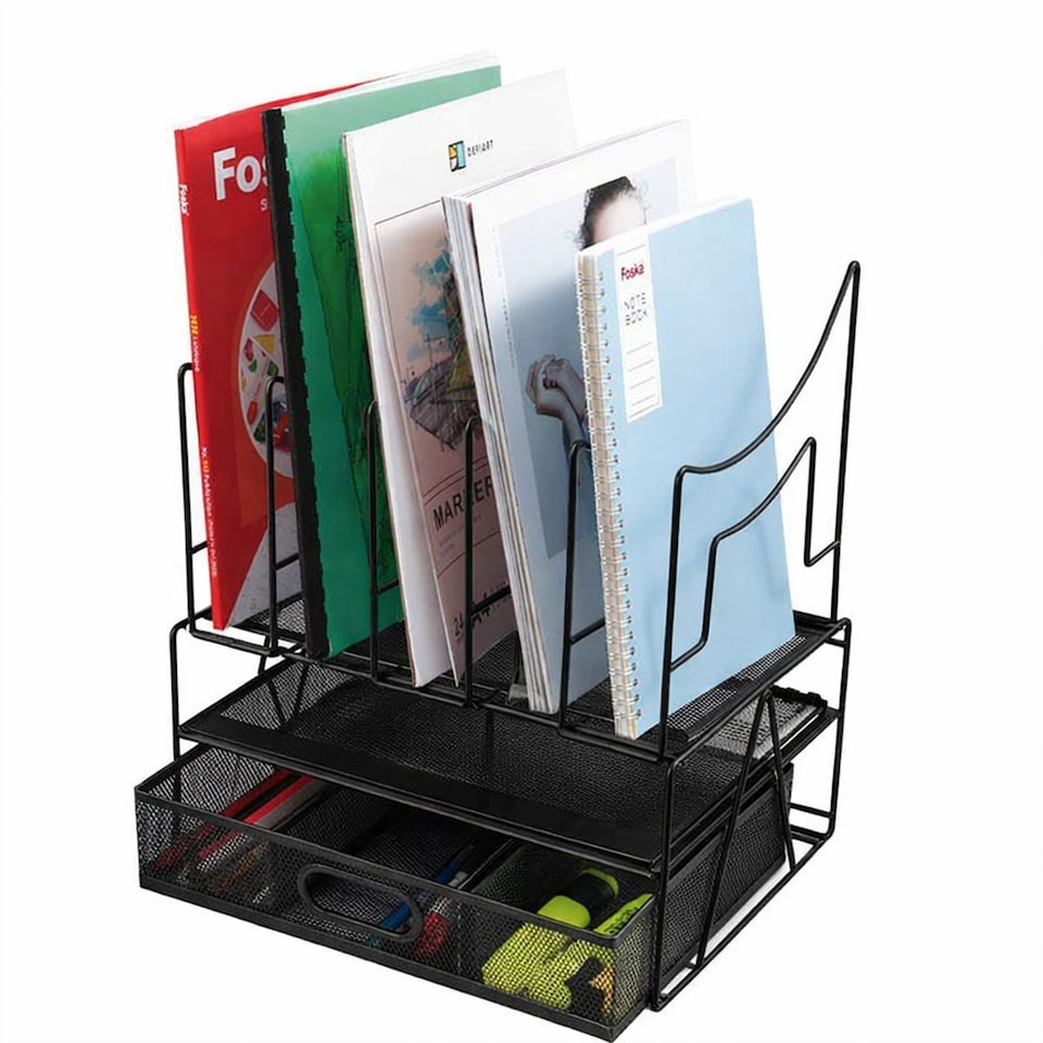 image 1 of Black Desk Storage Rack Drawer-style File Document Organizer