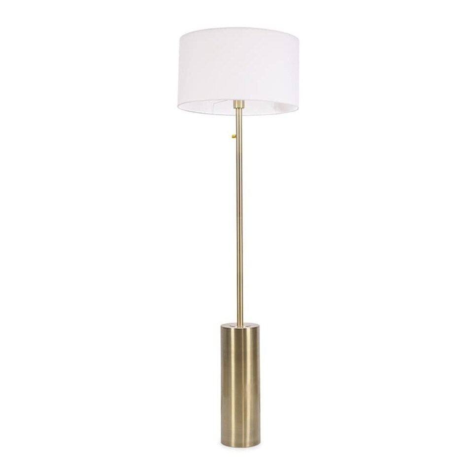image 1 of ValueLights Lexy Antique Brass Dimmable Floor Lamp White Shade | White