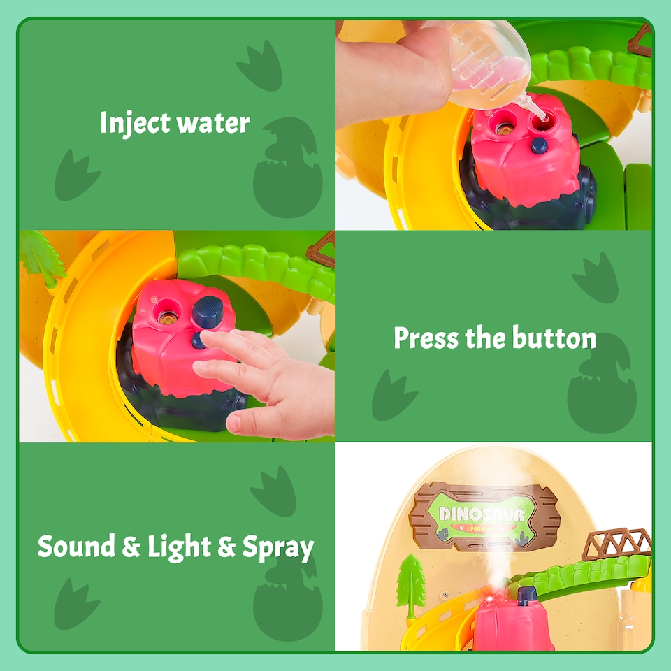 image 1 of 26-Piece Dinosaur EGG Toy Set – Dinosaurs, Slide Track, Mini Dino Car & Electric Volcano!