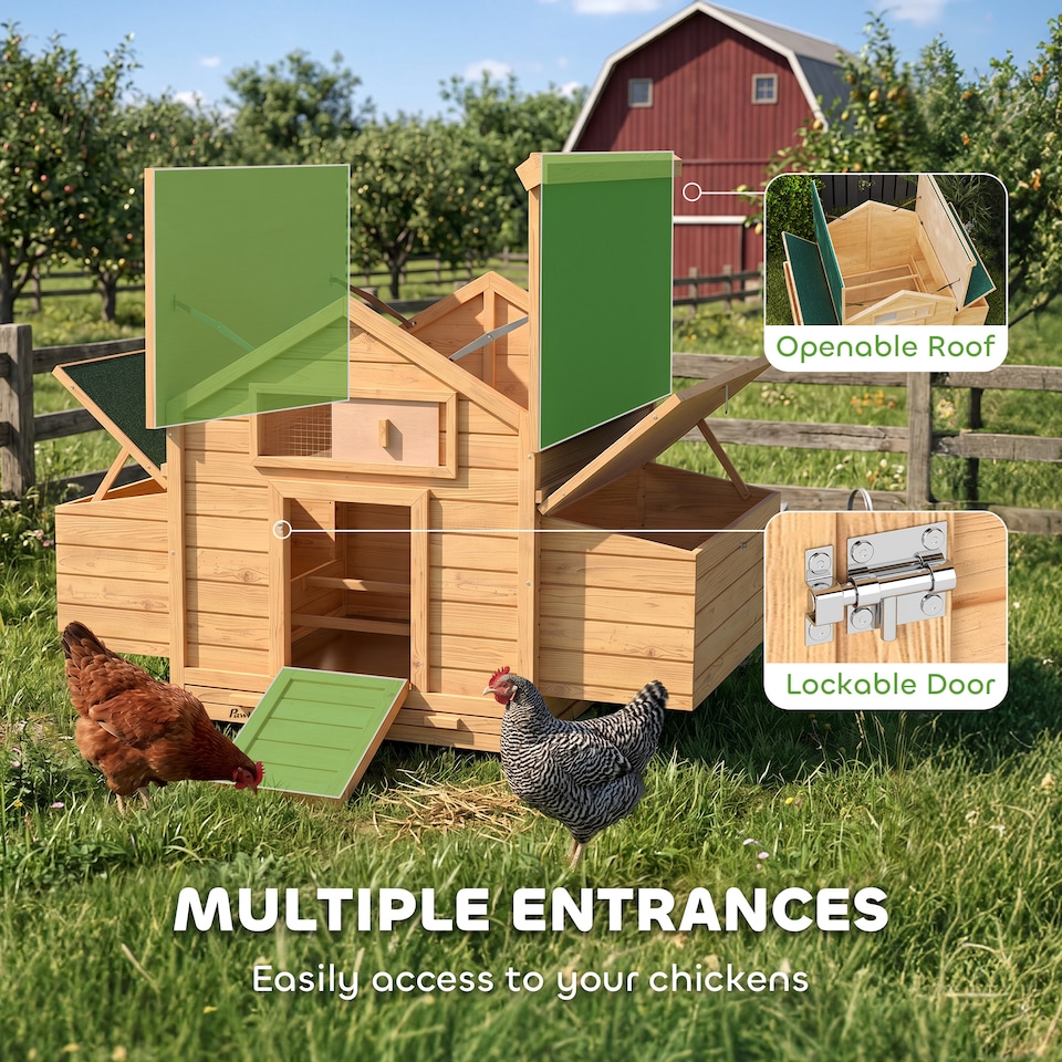 image 1 of PawHut Chicken Coop with Nesting Box, Openable Top, Pull-Out Tray, Yellow